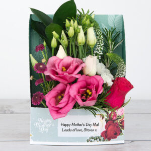 Mother’s Day Flowers with Tea Roses, Pink Lisianthus, Pink Veronica and Sprigs of Rosemary